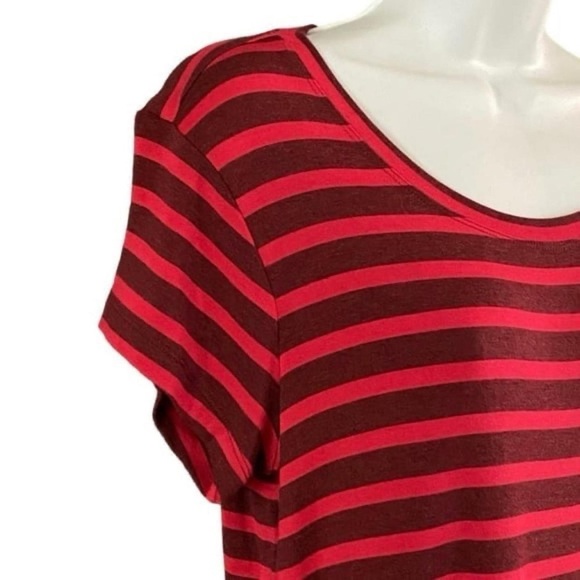 CAbi Women’s Red Striped Peplum Top Tee Sz Small Y2K Scenecore Alt Girl Grunge - Picture 7 of 8